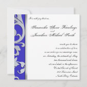 結婚式招待状の銀の輝きの花柄の渦巻 招待状 (裏面)