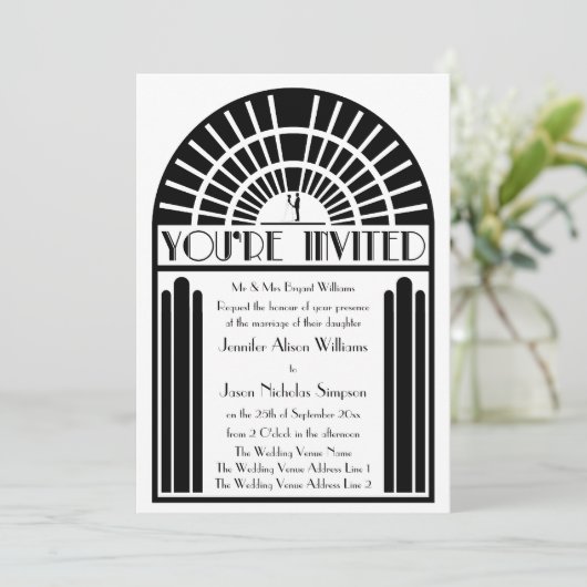 結婚式招待状はっきりしたアールデコスタイル 招待状 (スタンド正面)