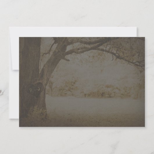 結婚式招待状を切り分けるヴィンテージの木 招待状 (裏面)