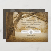 結婚式招待状を切り分けるヴィンテージの木 招待状 (正面/裏面)