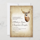 結婚式招待状を捜す素朴なシカの(雄ジカの)枝角 招待状 (正面)