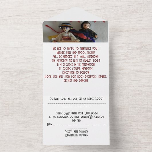 結婚式招待状を1つにまとめる オールインワン招待状 (内側)