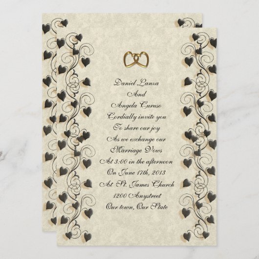 結婚式招待状アイビーハート縁ど 招待状 (正面/裏面)