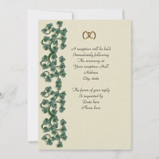 結婚式招待状アイビー葉オンリネンルックBG 招待状 (裏面)