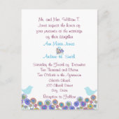 結婚式招待状アクアブルー&プラムスワーズ インビテーションポストカード (正面)