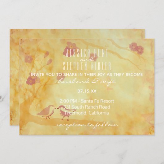 結婚式招待状アジアの影響を受ける愛鳥 招待状 (正面/裏面)