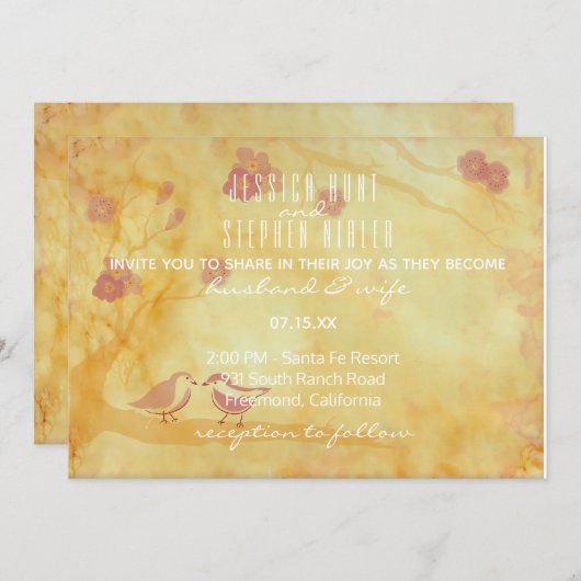 結婚式招待状アジアの影響を受ける愛鳥 招待状 (正面/裏面)