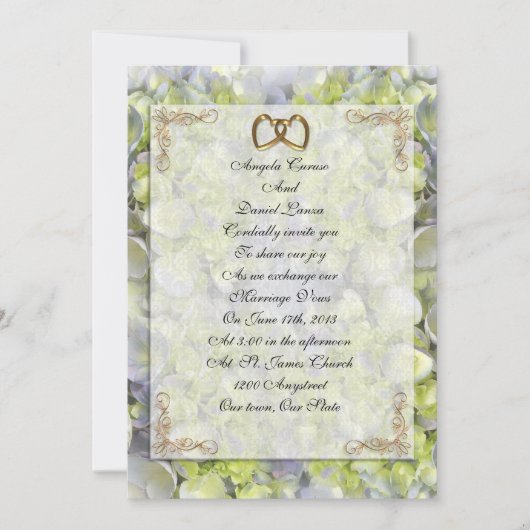 結婚式招待状アジサイとレース 招待状 (正面)