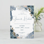 結婚式招待状アルコールインクフローラ背景 招待状 (スタンド正面)