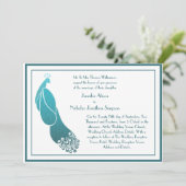 結婚式招待状アールデコピーコックインティール（緑がかった色）グリーン 招待状 (スタンド正面)