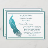 結婚式招待状アールデコピーコックインティール（緑がかった色）グリーン 招待状 (正面/裏面)