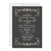 結婚式招待状アールデコ金ゴールド