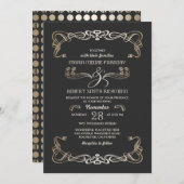 結婚式招待状アールデコ金ゴールド 招待状 (正面/裏面)