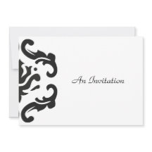 結婚式招待状インスタイリッシュブラック&ホワイトダマスク