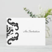 結婚式招待状インスタイリッシュブラック&ホワイトダマスク 招待状 (スタンド正面)