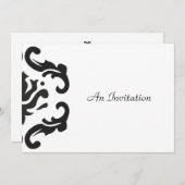 結婚式招待状インスタイリッシュブラック&ホワイトダマスク 招待状 (正面/裏面)
