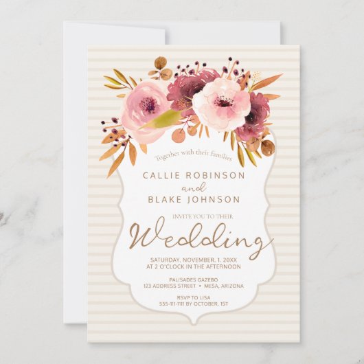 結婚式招待状インボモダンホ赤面フローラ 招待状 (正面)