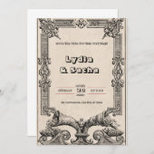 結婚式招待状イン旧ベージュ紙 招待状 (正面/裏面)