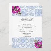 結婚式招待状イン青ロマンチックイタリアンスタイル セーブザデート (正面/裏面)