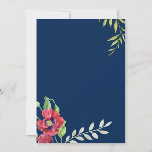 結婚式招待状ウォーターカラーレッドポピー離れズ 招待状 (裏面)