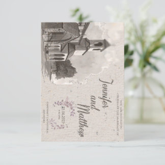 結婚式招待状ウォーターカラー絵画ホテル 招待状