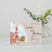結婚式招待状ウォーターカラー絵画ホテル 箔招待状ポストカード (立ち正面)