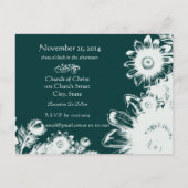 結婚式招待状エメラルドグリーンヴィンテージフローラ 案内ポストカード (裏面)