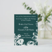 結婚式招待状エメラルドグリーンヴィンテージフローラ 案内ポストカード (スタンド正面)