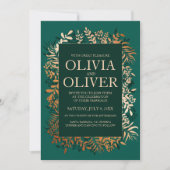 結婚式招待状エメラルド金ゴールドハーブ 招待状 (正面)