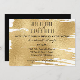 結婚式招待状エレガントイン黒と金ゴールド 招待状