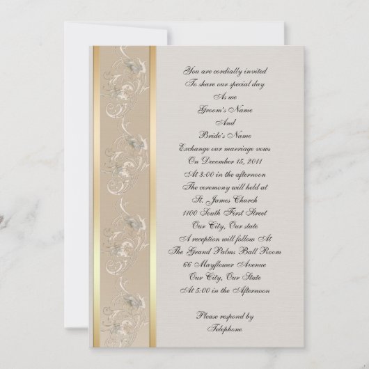 結婚式招待状エレガントエンボスルック・キャンバス、 招待状 (正面)