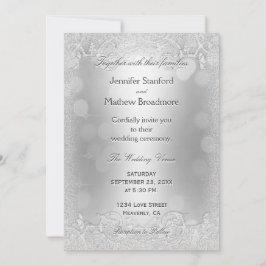 結婚式招待状エレガントシルバーフェイクグリッター 招待状