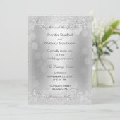 結婚式招待状エレガントシルバーフェイクグリッター 招待状 (スタンド正面)