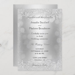 結婚式招待状エレガントシルバーフェイクグリッター 招待状