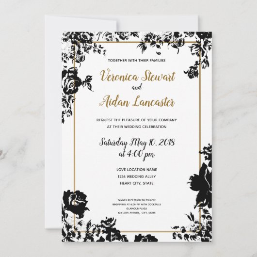 結婚式招待状エレガントファッションイラストレーション 招待状 (裏面)