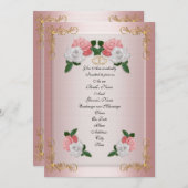 結婚式招待状エレガントフォーマルピンクのバラ 招待状 (正面/裏面)