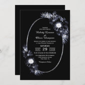 結婚式招待状エレガントブラックフローラ 招待状 (正面/裏面)
