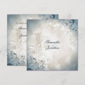 結婚式招待状エレガントヴィンテージの葉と渦巻き 招待状 (正面/裏面)