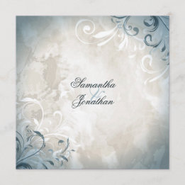 結婚式招待状エレガントヴィンテージの葉と渦巻き 招待状