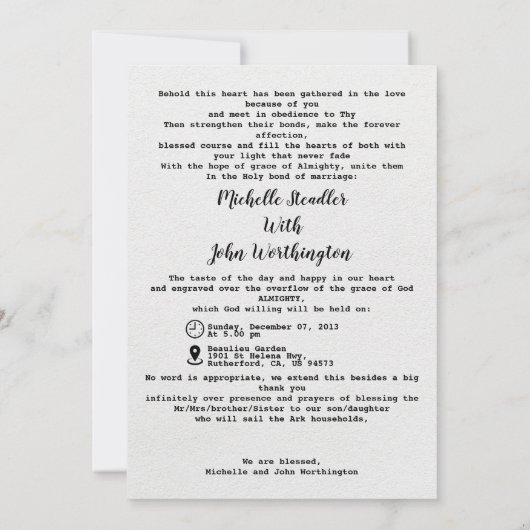 結婚式招待状エレガント映画の表紙 招待状 (裏面)