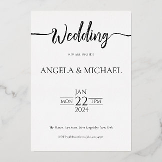 結婚式招待状エレガント書 箔招待状