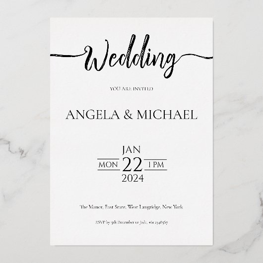 結婚式招待状エレガント書 箔招待状 (正面)