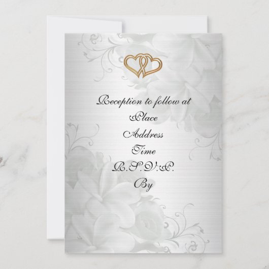 結婚式招待状エレガント白サテンフローラ 招待状 (裏面)