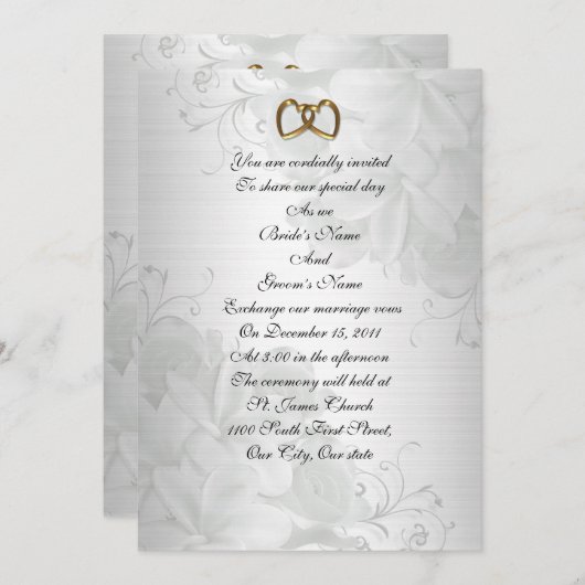結婚式招待状エレガント白フローラ 招待状 (正面/裏面)