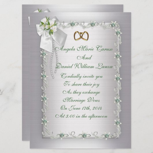 結婚式招待状エレガント白大文字書式 招待状 (正面/裏面)