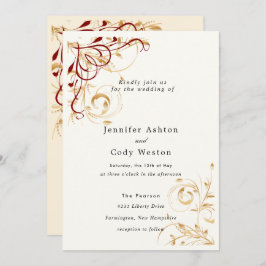 結婚式招待状エレガント金ゴールド旋回カラーの選択 招待状