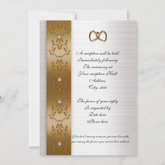 結婚式招待状エレガント金ゴールド 招待状 (裏面)