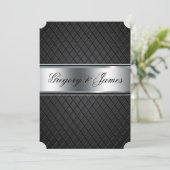 結婚式招待状エレガント、ブラックとシルバー 招待状 (スタンド正面)