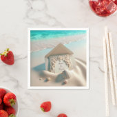 結婚式招待状オンビーチ砂 スタンダードカクテルナプキン (インサイチュ)