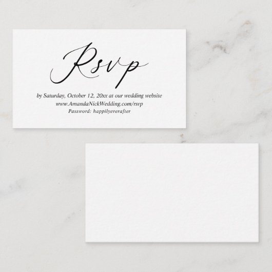 結婚式招待状オンラインRSVP、スクリプモダントカード エンクロージャーカード (正面/裏面)